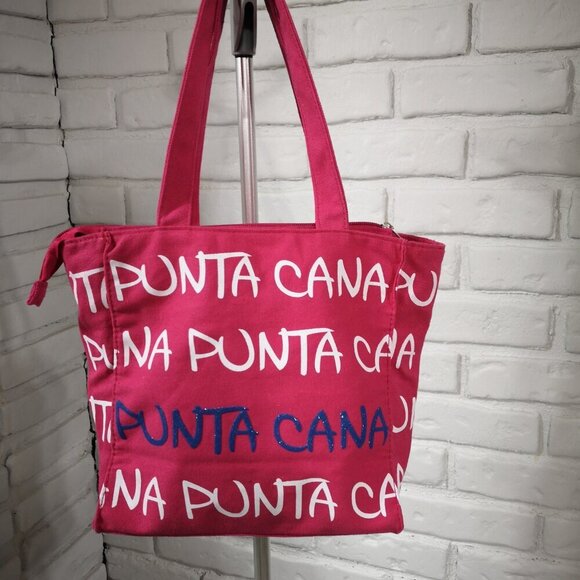 2 / $30.00 - NWT Robin Ruth Authentic Punta Cana Canvas Hot Pink Bag - Picture 2 of 11